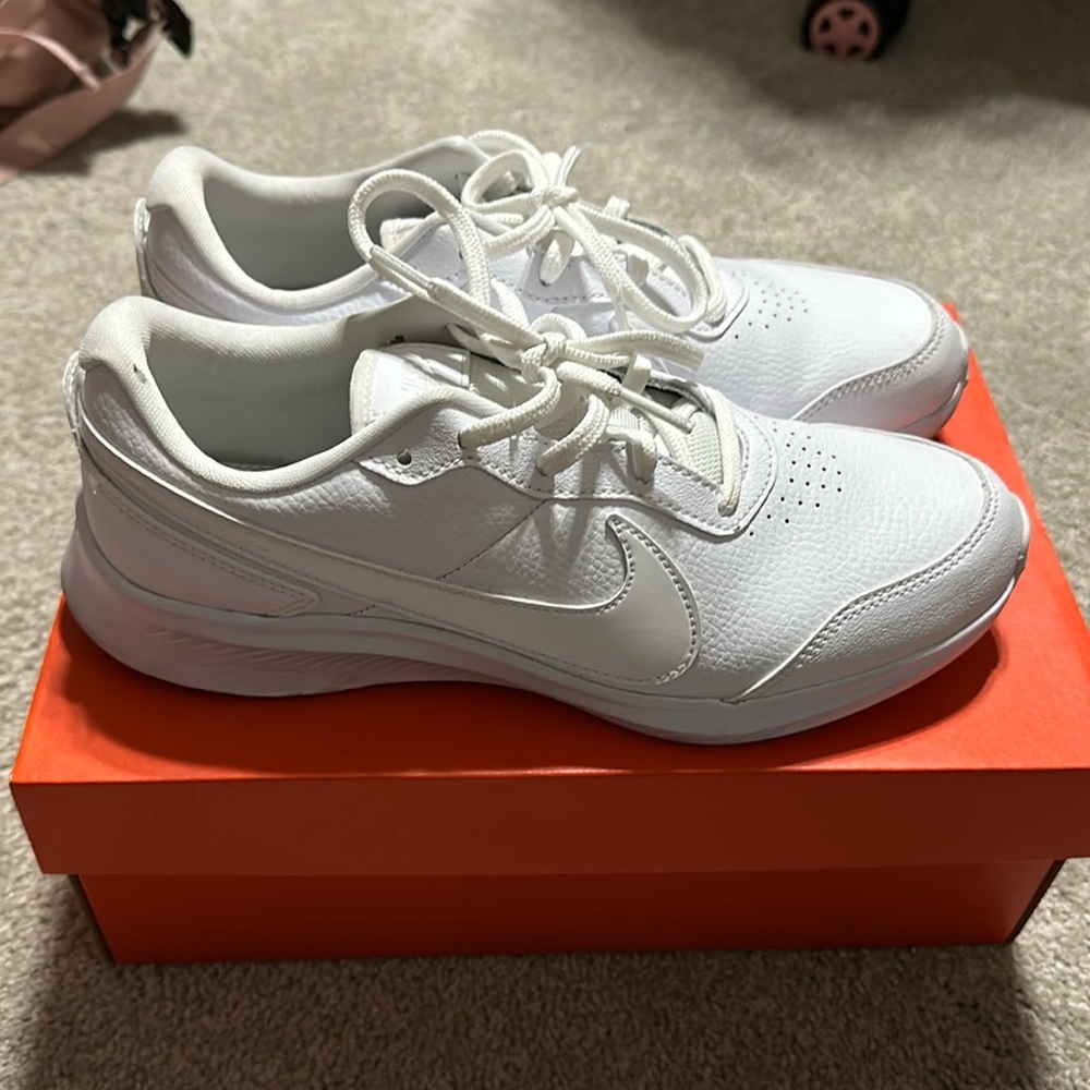 White Nike Varsity Leather Shoes
